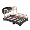 2Tier Rose Gold Dish Drainer Cutlery Cup Plates Holder Sink Rack Drip Tray Decor