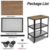 3 Tier Home Trolley Kitchen Storage Cart Steel Bars 4 Wheels Rolling Unit Shelf