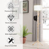 Wood Floor Light Standing Lamp 6 Hooks Coat Rack 3 Positions Height Adjutable