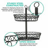 2 Tier Fruit Basket Holder Rack Vegetable Bowl Storage Stand Black Tableware