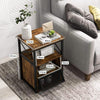 Pair Side Tables Tall Brown Rustic Display Shelves 2 Mesh Doors Black Metal X