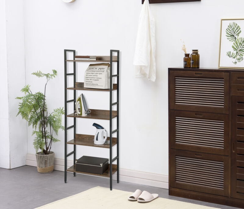 5 Tier Ladder Shelf Bookcase Display Storage Shelves Unit Plant Rack L ...