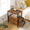 Side Table Bedside Table with Charging Station Nightstand for Small Space