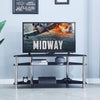 32" to 50" 3 Tier Black Tempered Glass TV Stand Floor Entertainment Unit Center