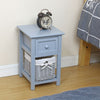 2 x Wood Bedside Tables Night Stand Cabinet Storage Drawer Wicker Baskets UK