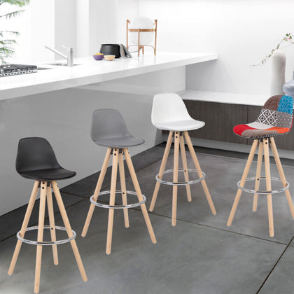 1/2x Breakfast Bar Stool w/ Footrest Backrest Kitchen Dining High Bar Chair Pub