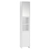 Bathroom Storage Cupboard Cabinet Tallboy Unit with Mirror 6 Shelves 2 Doors