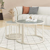 Modern Round Nesting Coffee Tables Set of 2 Glass Top Side End Tables QM