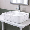 Counter Top Rectangle Marble Ceramic Sink Cloakroom Bathroom Vanity Basin 1 Hole
