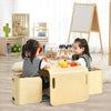 3-Piece Kids Table & Chair Set Children Wooden Activity Table Bench Storage Desk