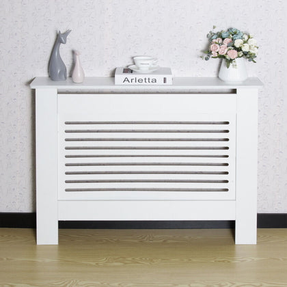 Mondeer White Radiator Cover Wall Cabinet MDF Grill Shelf Horizontal Slats M