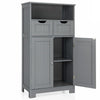 Bathroom Floor Cabinet Wooden Storage Cupboard with Adjustable Shelf & Doors
