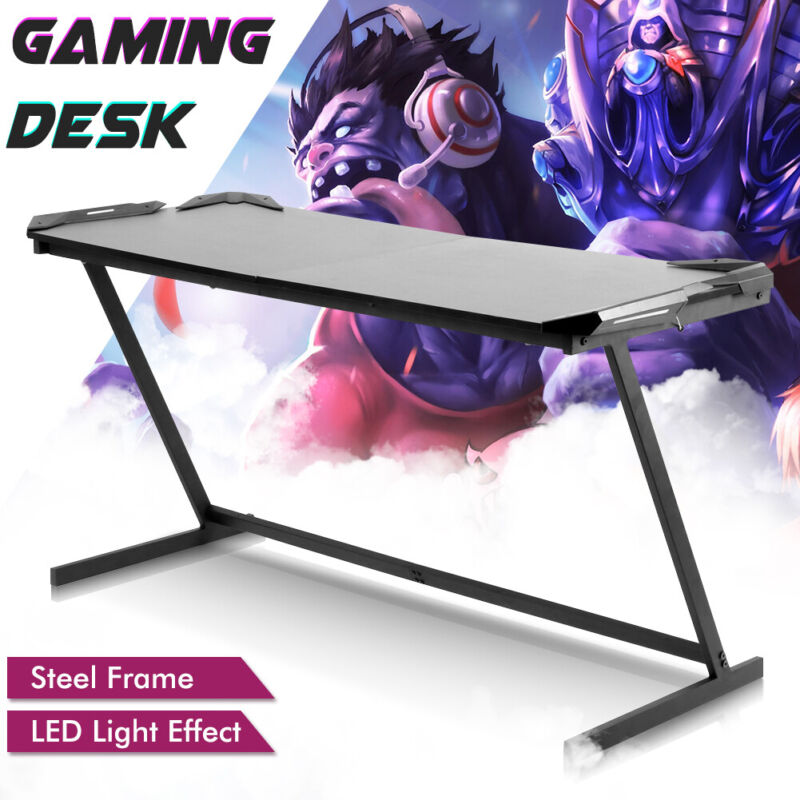 Large 150cm Gaming Computer Table Laptop Desk USB RGB Light Office Wor ...
