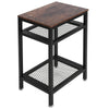 Industrial Bedside Table Side End Table Nightstand Storage Mesh Metal Shelves
