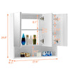 3 Doors White Bathroom Cabinet Wall Mounted Mirrored Cupboard with Shelf Storage