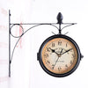 Classic Garden Double Sided Wall Clock Mounted Bracket f Porch Lobby Living Room