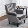 Ribbed Cocktail Wing Back Chesterfield Queen Anne Armchair Accent Tub Chair Sofa