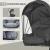 Outdoor Hanging Egg Chair with Stand, Cushion and Foldable Basket, Grey