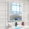 White Bathroom Mirror Cabinet Wall Mounted Storage LED Unit Corner Wooden Shelf