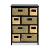 Wooden Storage Unit Wicker Baskets 8 Drawer Black Chest Assembled Hallway Furnit