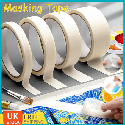 1~10X 50M WHITE MASKING TAPE INDOOR OUTDOOR DIY PAINTING DECORATING EASY TEAR