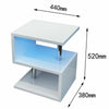 White High Gloss Coffee Table Living Room LED Light Side End Table Home Office