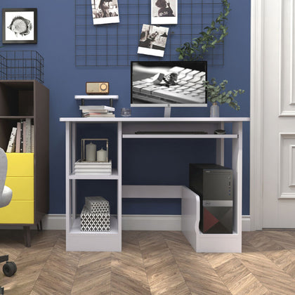 UK Corner Computer Desk PC Table Workstation Home Office Study Furniture Shelves