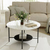 High Gloss Marble Coffee Table Large 2 Layer Side End Table Living Room Bedroom