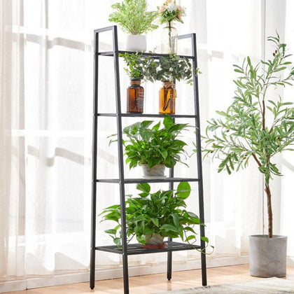 4 Tier Metal Ladder Shelf Flower Plant Stands Corner Storage Shelves Bookshelf