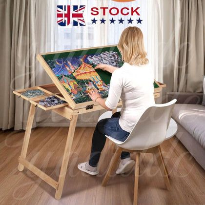 1500 pcs Jigsaw Puzzle Table Adjustable w/ Foldable Legs Non-Slip Surface Adults