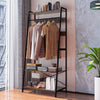 3 Tier Clothes Rail Garment Rack Stand Hallway Shelf with Dual Layer Hooks & Rod