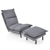 Modern Accent Chair w/Ottoman Faux Linen Fabric Lazy Sofa w/ Adjustable Backrest