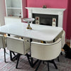 White Wooden Dining Table & 6 Chairs Retro ..