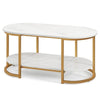 Modern Faux Marble Coffee Table 2-Tier Rectangular Chic Cocktail Accent Table