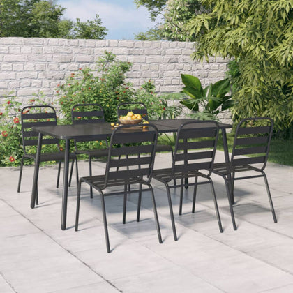 7 Piece Garden Dining Set Anthracite Steel B4G4