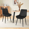 2x Dining Chairs Set Velvet Upholstered Back Dining Room Reception Chair Black