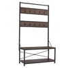 Industrial Hat Coat Stand Clothes Hanging Rack With 2 Tier Shoe Storage Bench