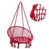 Red Boho Hanging Hammock Chair Cotton Woven Rope Swing Home Garden Chair Seat