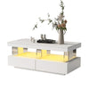 Coffee Table High Gloss LED RGB Tea Table With Storage Drawers Living Room BT