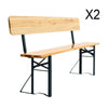 Wooden Folding BBQ Party Camping/Picnic Outdoor Table & 2 Bench Stool Chairs Set