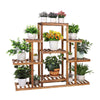 9-Tier Large Carbonized Wood Plant Stand Flower Pot Holerd Thicken Slats Shelf