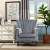 Modern Velvet Oyster Wing Back Rolled Armchair Queen Anne Lounge Sofa w/Nailhead