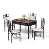 5PCS Dining Table & Chair Set Breakfast Bar Kitchen Furniture with Padded Seat