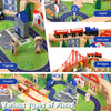 100 PCS Kids Wooden Train Track Railway Set Activity Table W/ Rolling Drawer