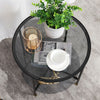 Modern Round 2-Tier Tempered Glass Coffee Table Clear Accent Side Table Storage