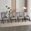 Set of 2 Grey Velvet Dining Chairs Tufted High Back for Dining Room Kitchen Home