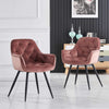 2/4PCS Dining Chairs Set Velvet Padded Seat Metal Leg Kitchen ArmChairs Office