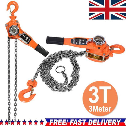 Lever Block Chain Hoist G80 Ratchet Puller 3000kg Capacity 3 m LifterUK
