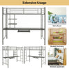 3.5FT Sigle Metal Loft Bed Frame High Sleeper Bunk Bed W/ Desk & Storage Shelves