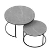 Modern Glam Round Nesting Coffee Table Set Sintered Stone Side Lamp End Table